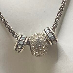 Retired Brighton Crystal Ball Necklace Silver Plated Pavé Rhinestone Necklace
